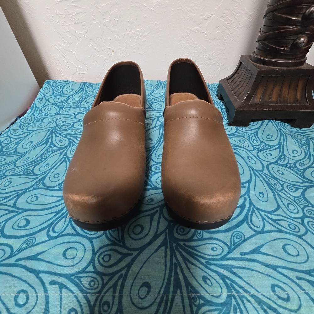 Brown Leather Clogs